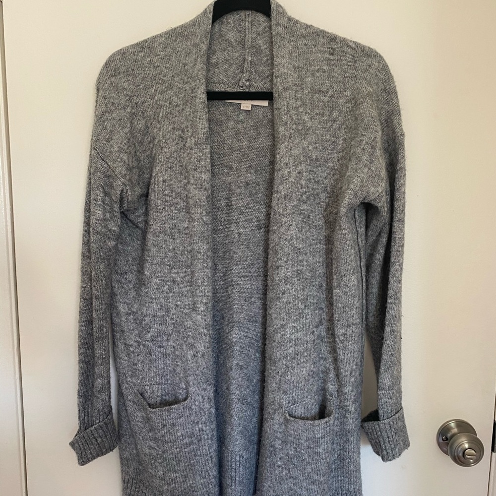grey cardigan
